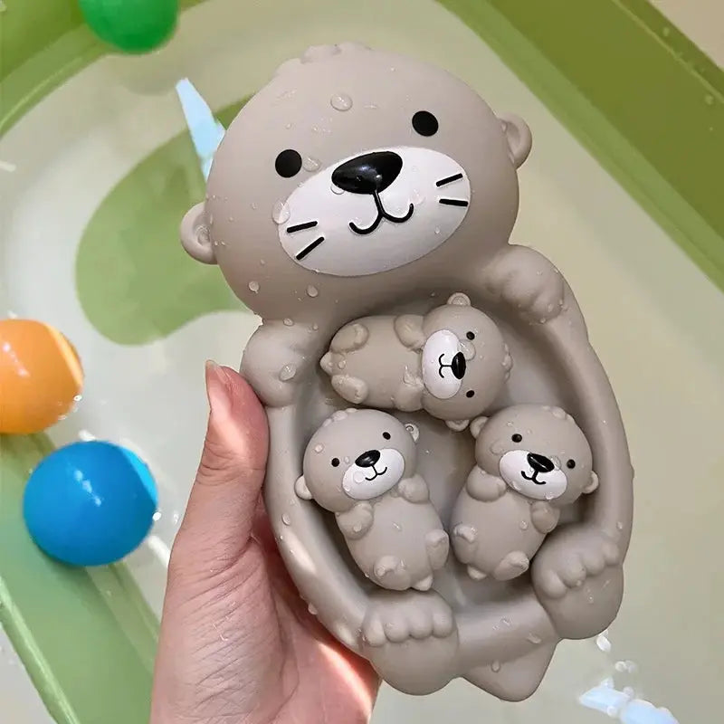 Jouets de bain pour bébé, ensemble familial d'animaux, salle de bain, baignoire, jeu d'eau, jouets de bain flottants en Silicone souple cognitif pour enfants en bas âge -  Mon Jouet Montessori