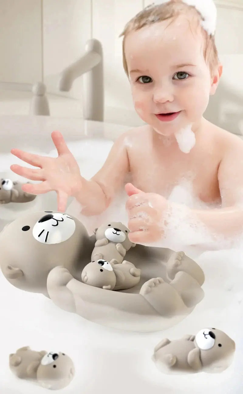 Jouets de bain pour bébé, ensemble familial d'animaux, salle de bain, baignoire, jeu d'eau, jouets de bain flottants en Silicone souple cognitif pour enfants en bas âge -  Mon Jouet Montessori