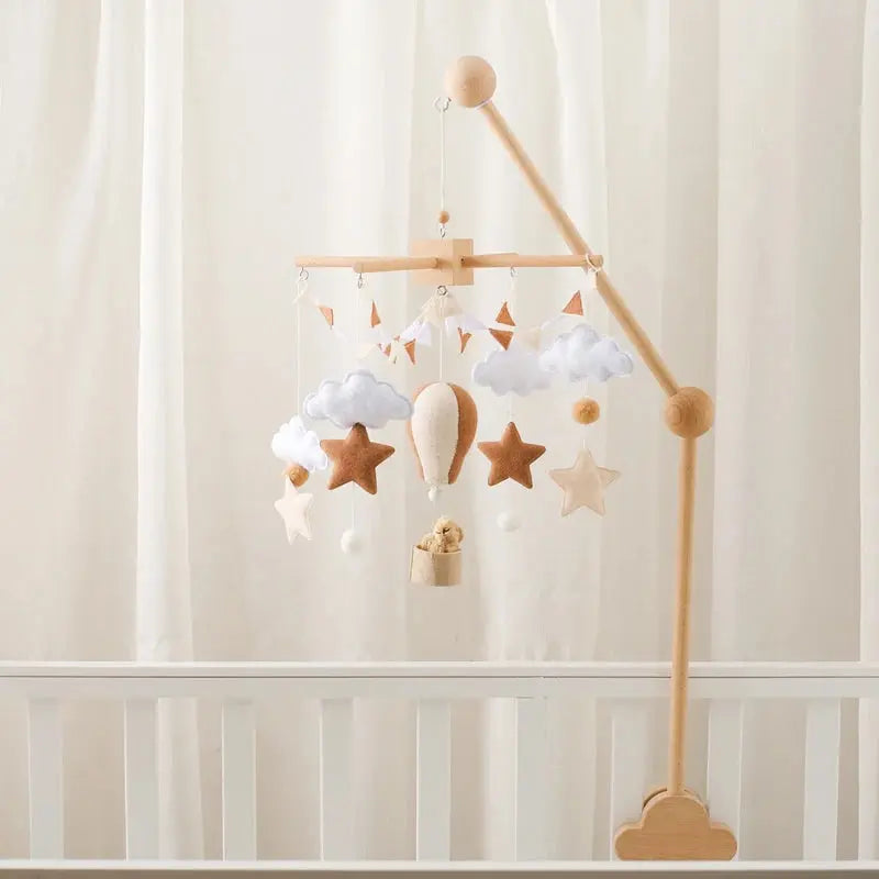 Mobile en Bois pour Berceau Bébé - Jouet Apaisant en Feutrine pour Nouveau-nés -  Mon Jouet Montessori