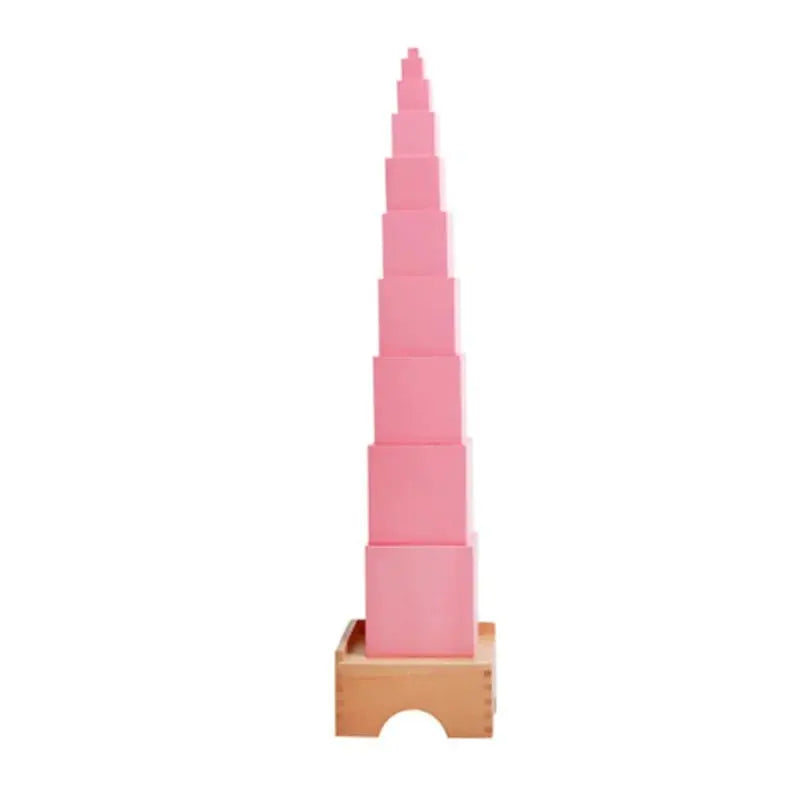 Montessori Pink Tower 10CM W/ Cards n Stand Sensory Toys Game for Visual Sense Experience Early Childhood Educational Materials -  Mon Jouet Montessori