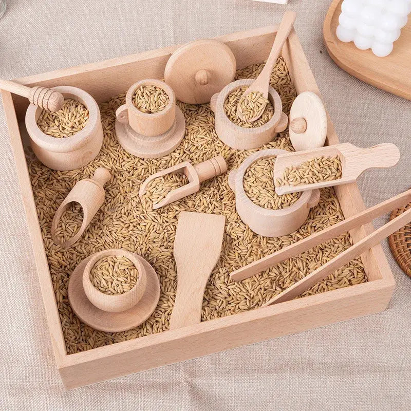 Montessori Sensory Enlighten Puzzle Toys Set Simulated Kitchen Tea Set Family Experience Early Childhood Education Wooden Toys -  Mon Jouet Montessori