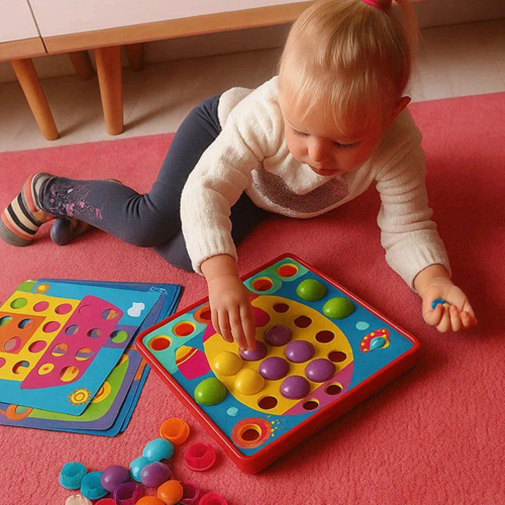 Puzzle bouton éducatif – Jeu mosaïque Montessori pour enfant