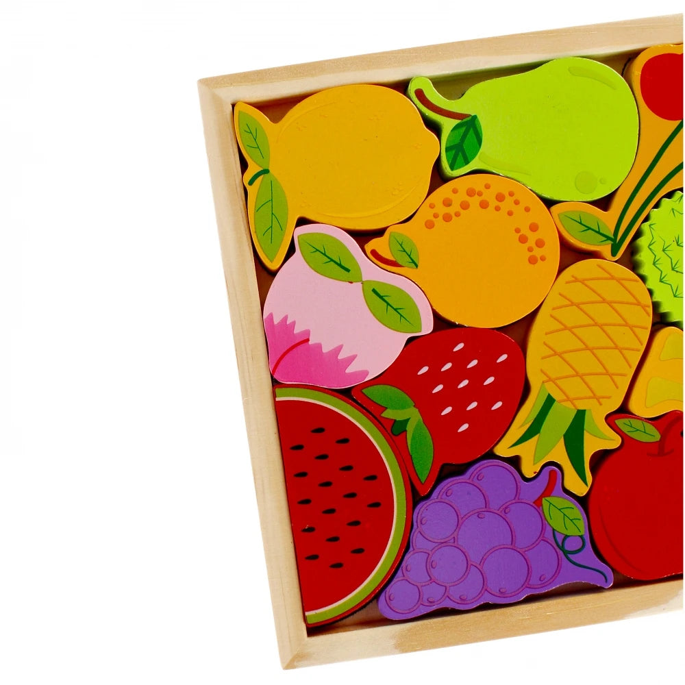 Puzzle Fruits en Bois Montessori — 12 Pièces Enfant 3 ans