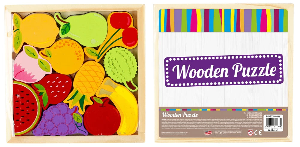 Puzzle Fruits en Bois Montessori — 12 Pièces Enfant 3 ans