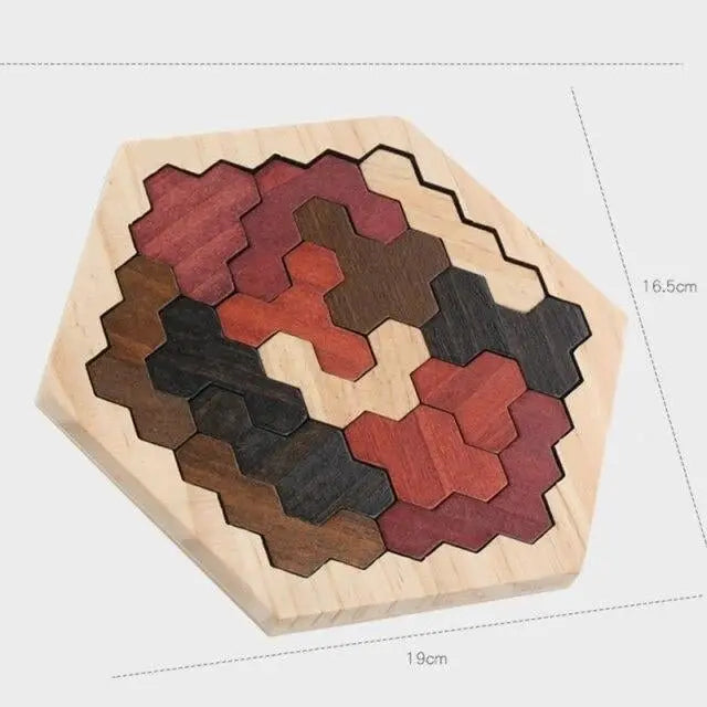 Puzzle Tangram Hexagone en Bois - Mon Jouet Montessori