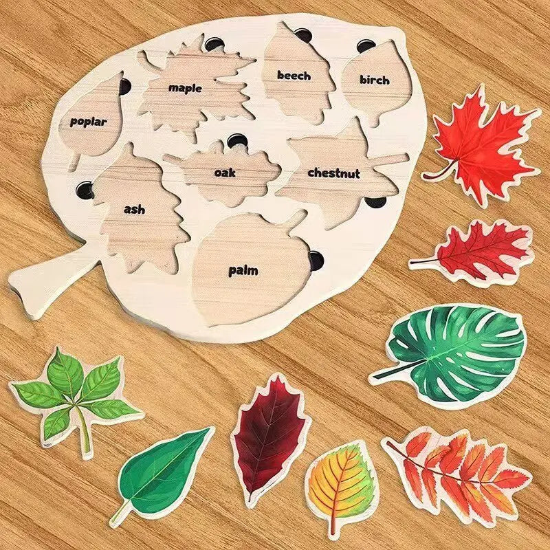 Puzzle en Bois d'Apprentissage des Feuilles Montessori - Mon Jouet Montessori