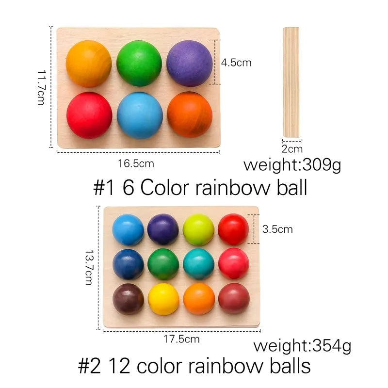 Jouets Montessori en bois pour enfants, éducation précoce, jouet préscolaire, boule arc-en-ciel, jeu sensoriel assorti, planche de tri cognitive des couleurs -  Mon Jouet Montessori