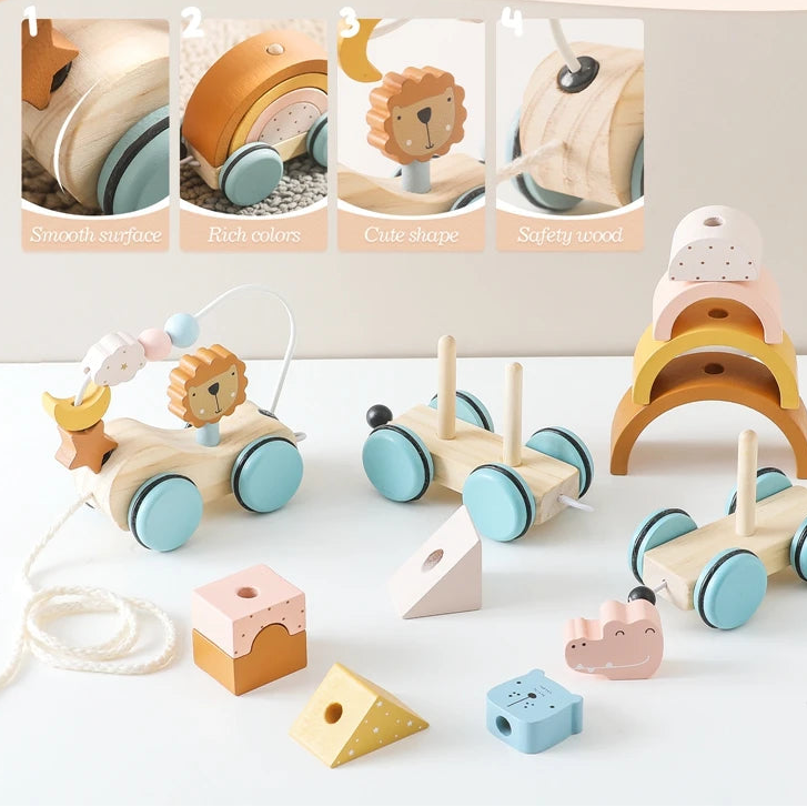 Jouets Montessori pour bébé, Train en bois, jouets éducatifs pour bébé, blocs arc-en-ciel en bois, chariot, jouets d'apprentissage pour bébé, cadeaux d'anniversaire pour enfants -  Mon Jouet Montessori