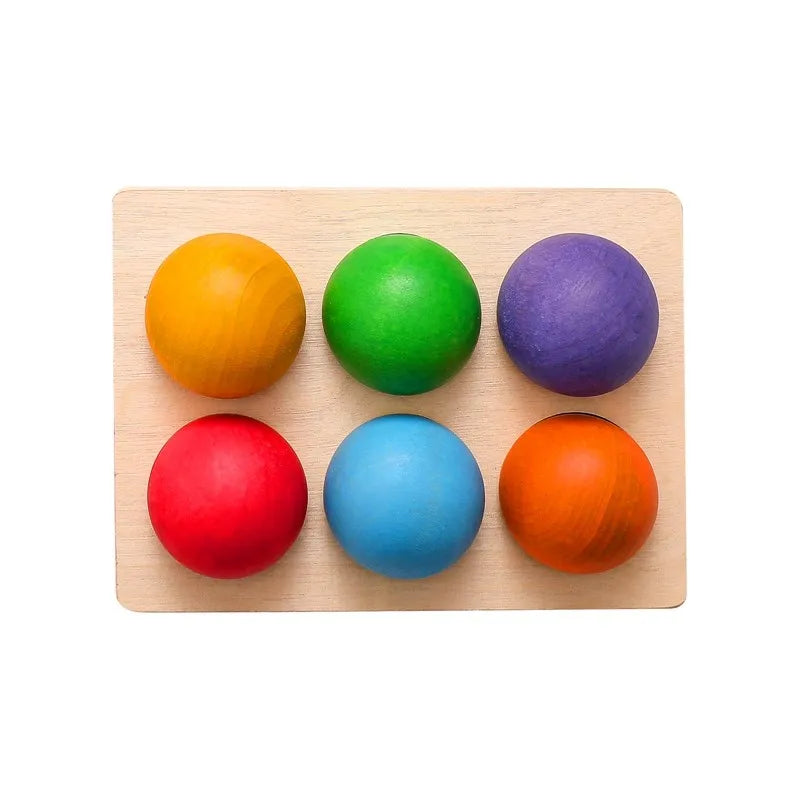 Jouets Montessori en bois pour enfants, éducation précoce, jouet préscolaire, boule arc-en-ciel, jeu sensoriel assorti, planche de tri cognitive des couleurs -  Mon Jouet Montessori