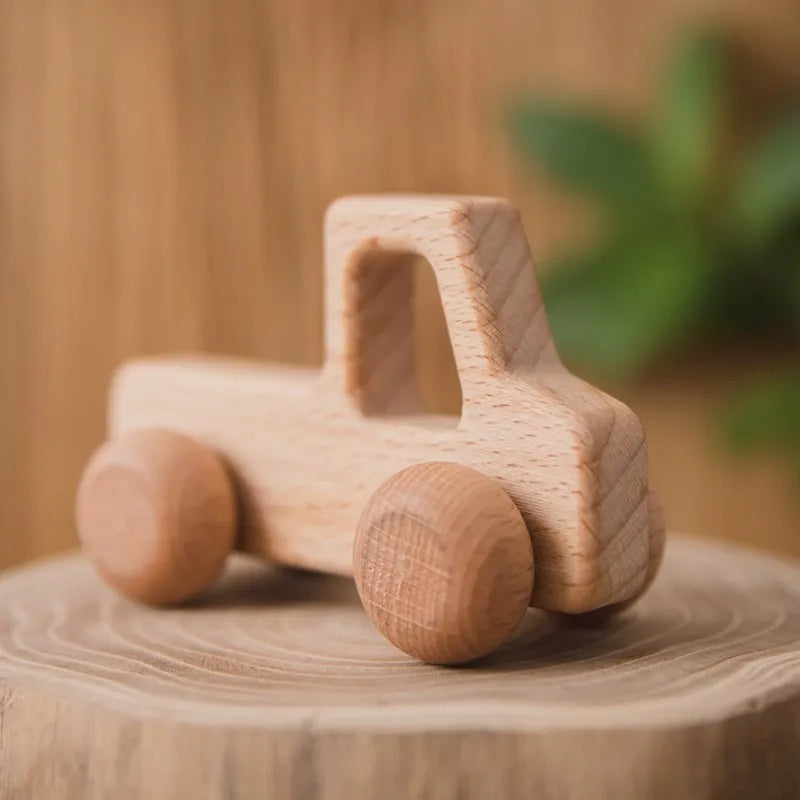 Voiture en bois pour bébé, bloc en bois pour bébés, sans BPA, hêtre biologique, forme animale, jouet pour bébé, jouets Montessori, artisanat fait à la main -  Mon Jouet Montessori