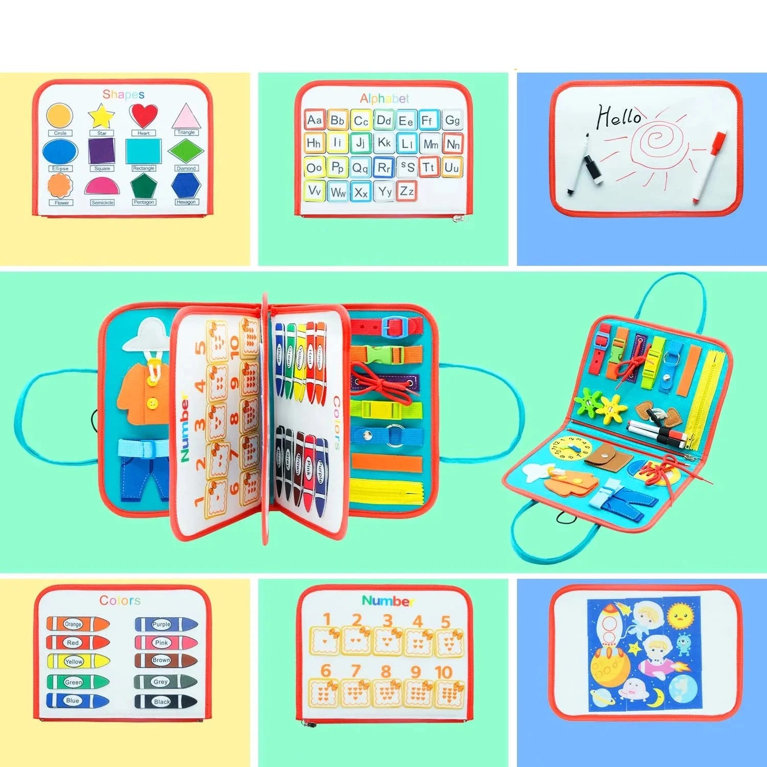 Kit Sensoriel Montessori 7 en 1 - Tableau d'Apprentissage pour Tout-Petits -  Mon Jouet Montessori