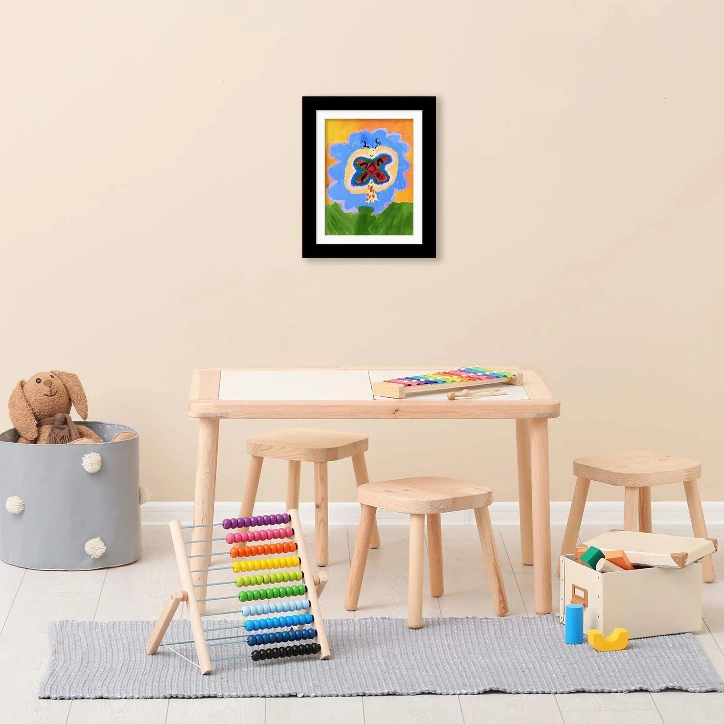 Les tableaux enfant avec le cadre en bois sont imprimés sur le matériel  Dibond et sont conçus par illustrateurs spécialement pour INSPIO