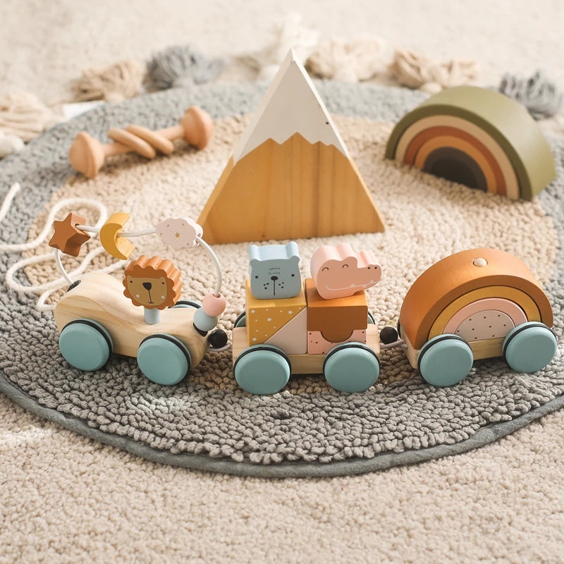 Jouets Montessori pour bébé, Train en bois, jouets éducatifs pour bébé, blocs arc-en-ciel en bois, chariot, jouets d'apprentissage pour bébé, cadeaux d'anniversaire pour enfants -  Mon Jouet Montessori