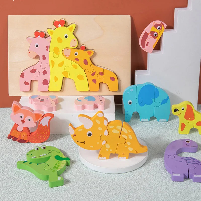 Jeu de puzzle en bois 3D pour enfants avec des animaux