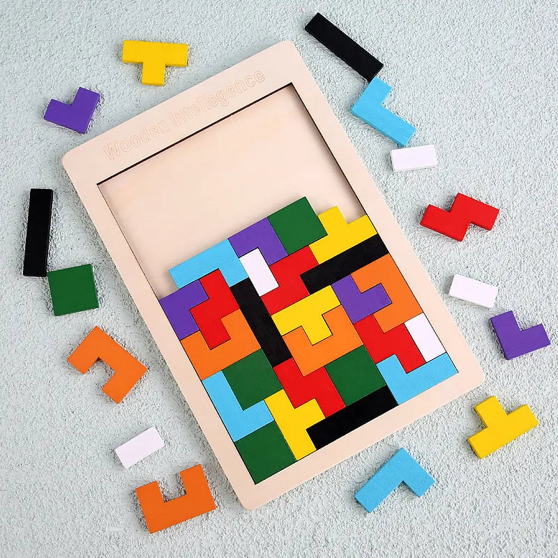 Colorful 3D Puzzle - Jouet éducatif en bois Tangram