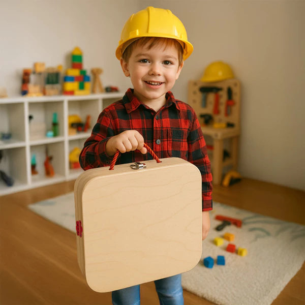 Boîte à outils enfant en bois avec coffret de bricolage éducatif