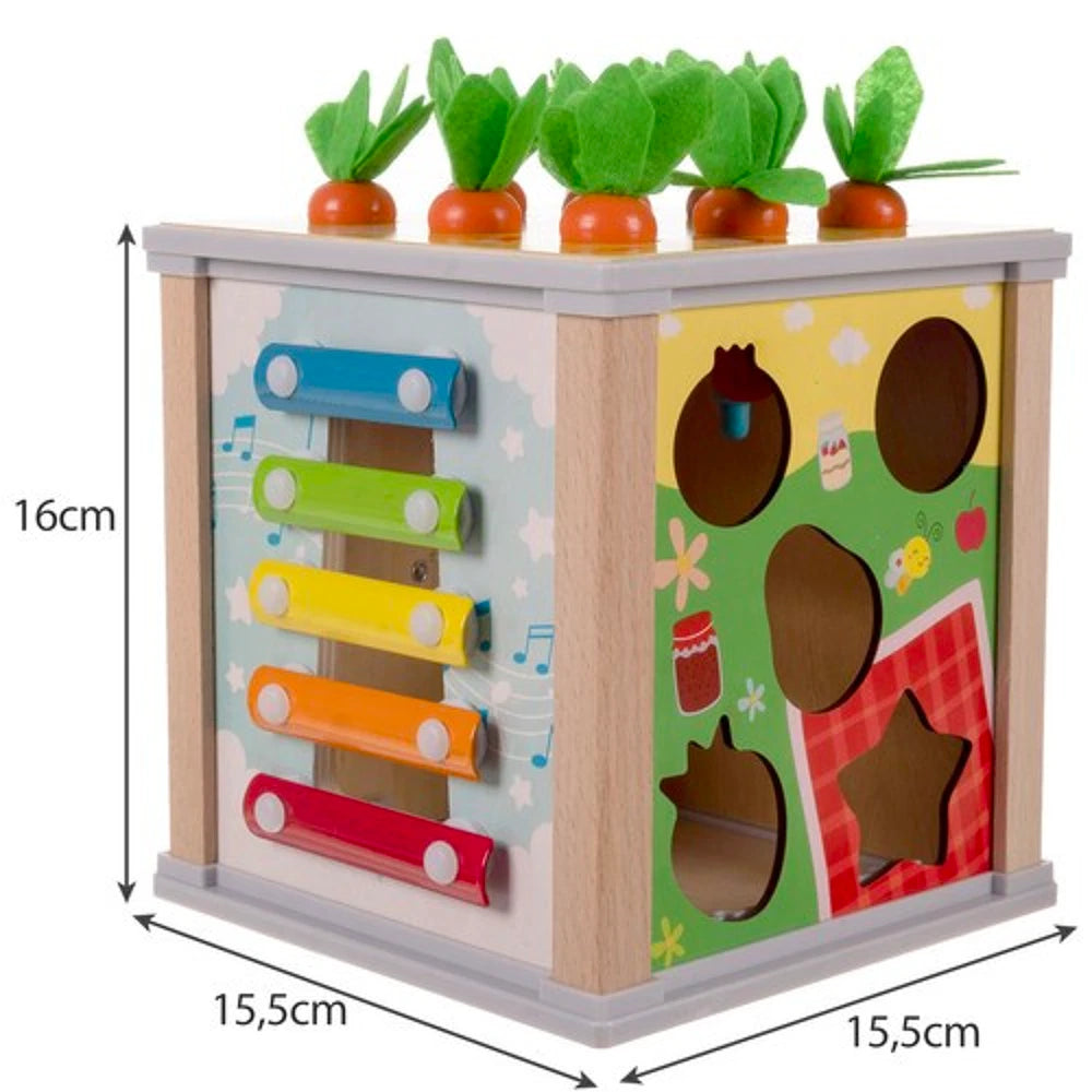Boîte à formes Montessori en bois – cube 5 activités