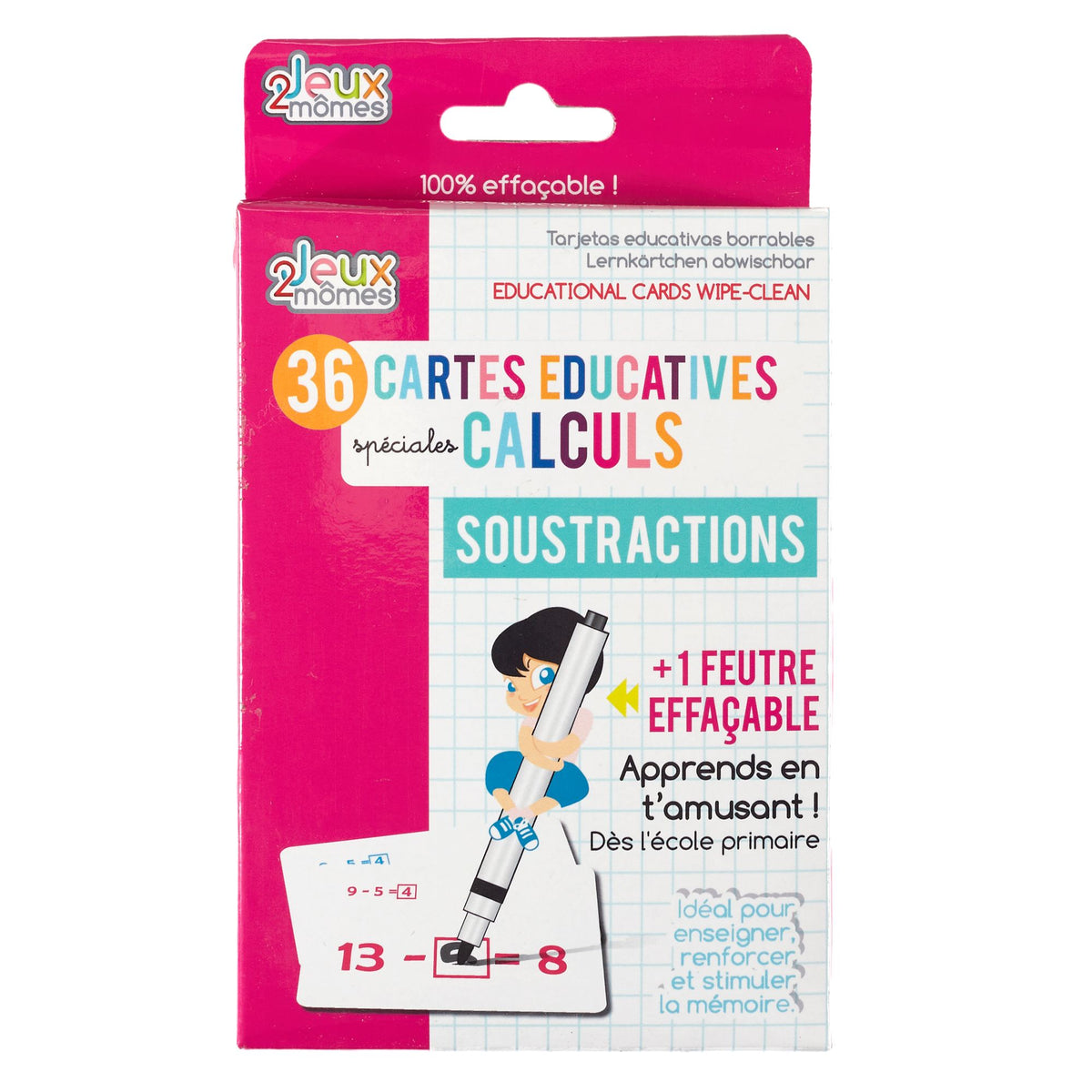 Cartes effaçables calcul enfant – Soustractions