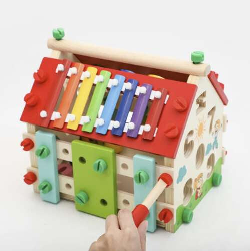 Cube sensoriel Montessori maison d'activités en bois