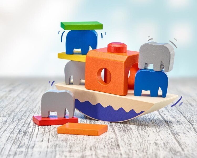 Jeu d'équilibre en bois éléphants – photo 2