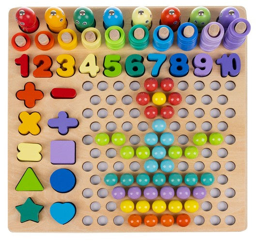 Jeu de puzzle en bois Montessori perles colorées – photo 2