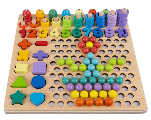 Jeu de puzzle en bois Montessori perles colorées – photo 3