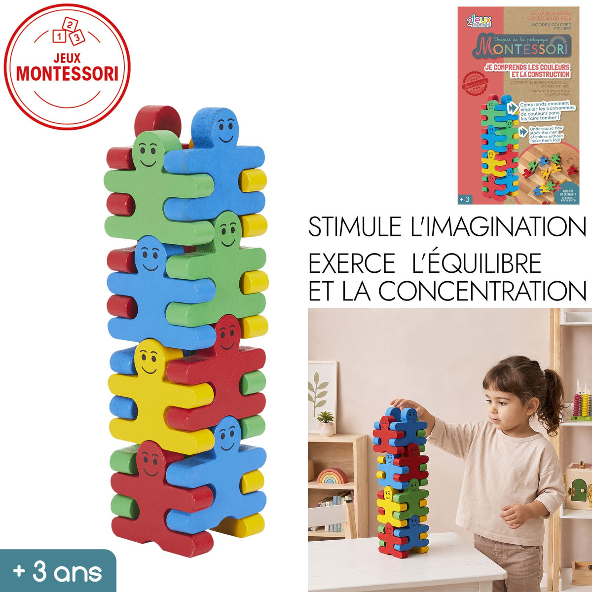Jeu d'équilibre bonhommes en bois