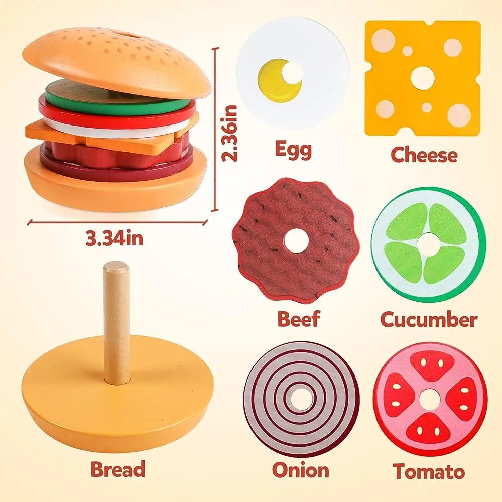 Jouets empilables - burgers en bois Montessori pour les tout - petits - Mon Jouet Montessori