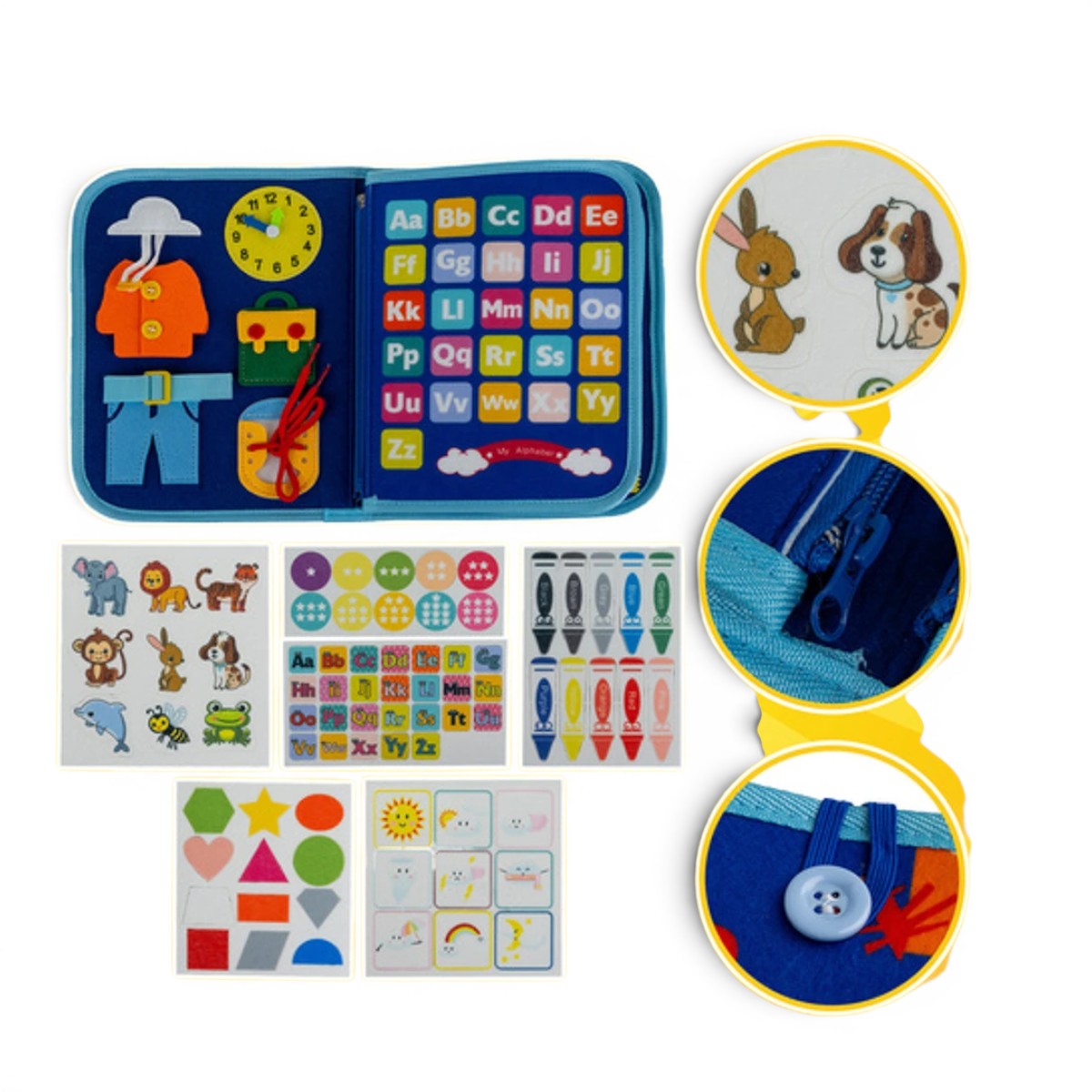 Kit Sensoriel Montessori 7 en 1 - Tableau d'Apprentissage pour Tout-Petits