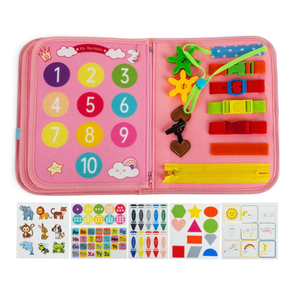 Kit Sensoriel Montessori 7 en 1 - Tableau d'Apprentissage pour Tout-Petits