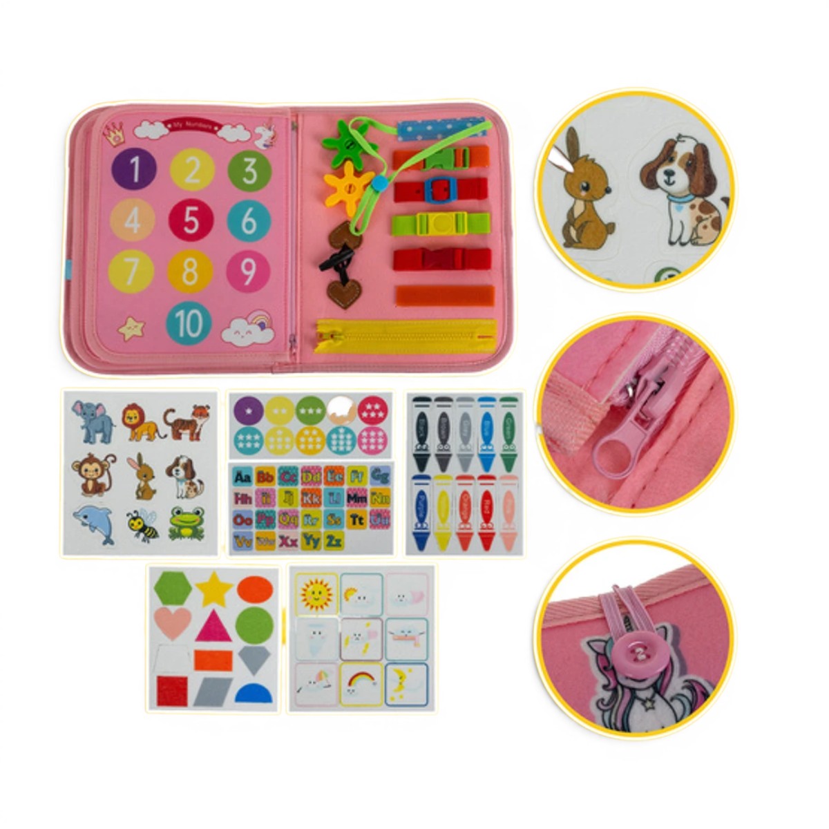 Kit Sensoriel Montessori 7 en 1 - Tableau d'Apprentissage pour Tout-Petits