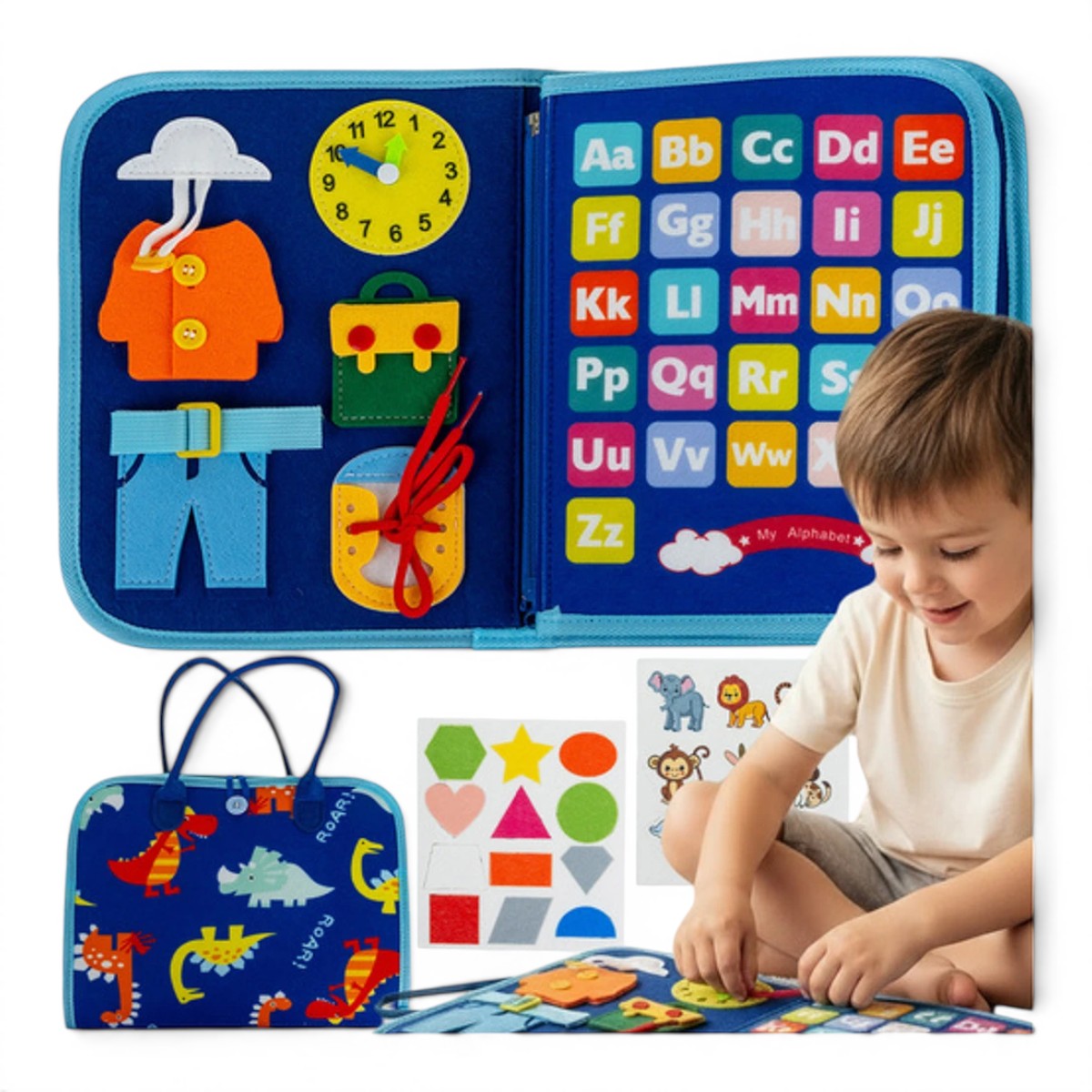 Kit Sensoriel Montessori 7 en 1 - Tableau d'Apprentissage pour Tout-Petits