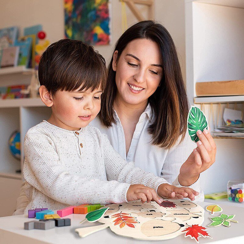 Puzzle en Bois d'Apprentissage des Feuilles Montessori - Mon Jouet Montessori