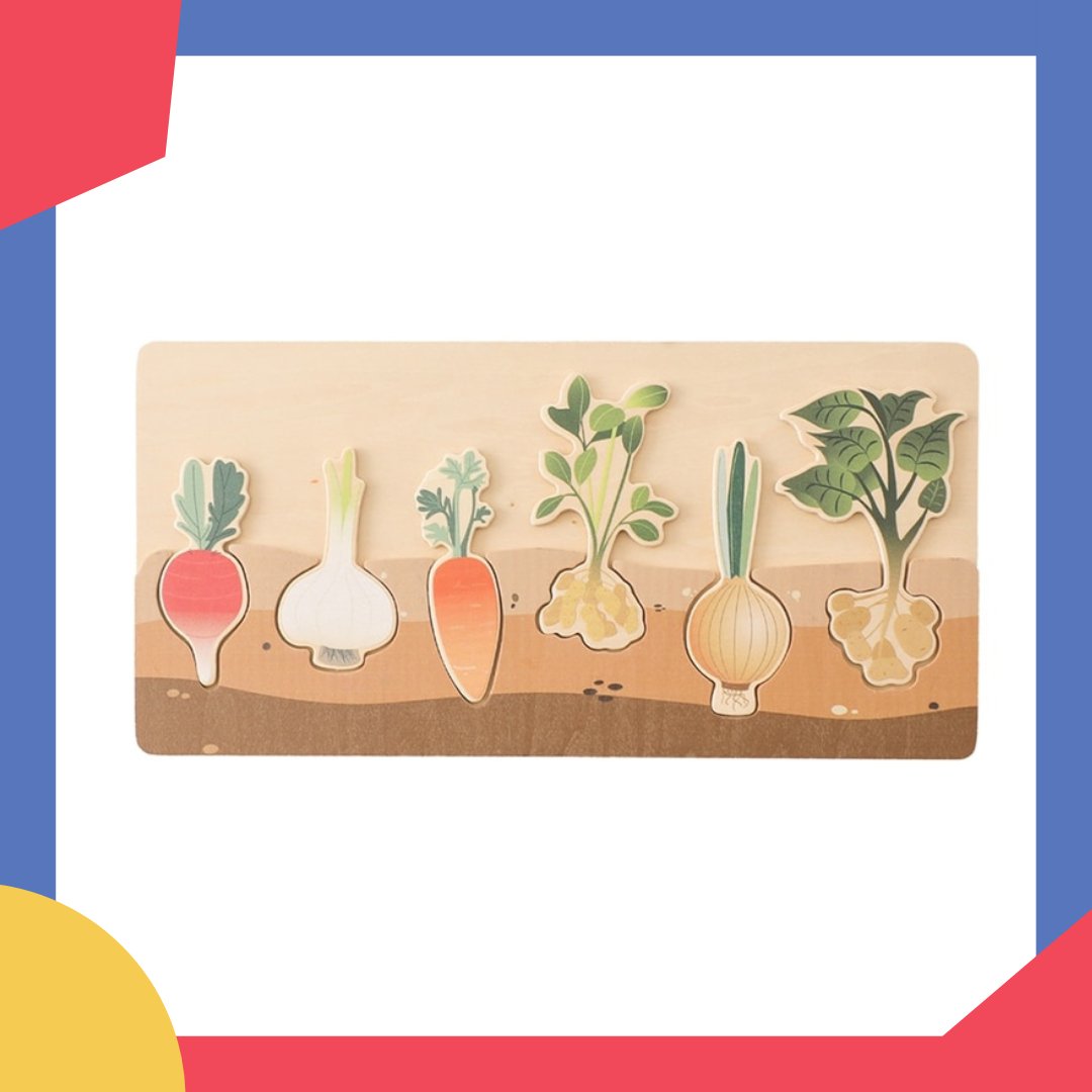 Puzzle en Bois d'Apprentissage des Légumes poussant sous terre - Mon Jouet Montessori