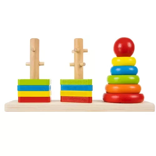 Puzzle encastrement en bois formes et anneaux