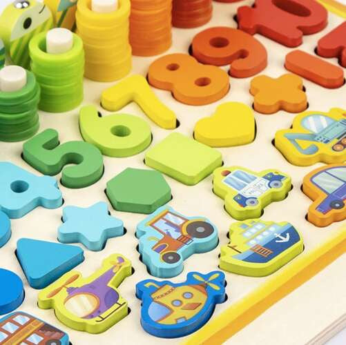 Puzzle perles et chiffres en bois 6 en 1 – photo 2