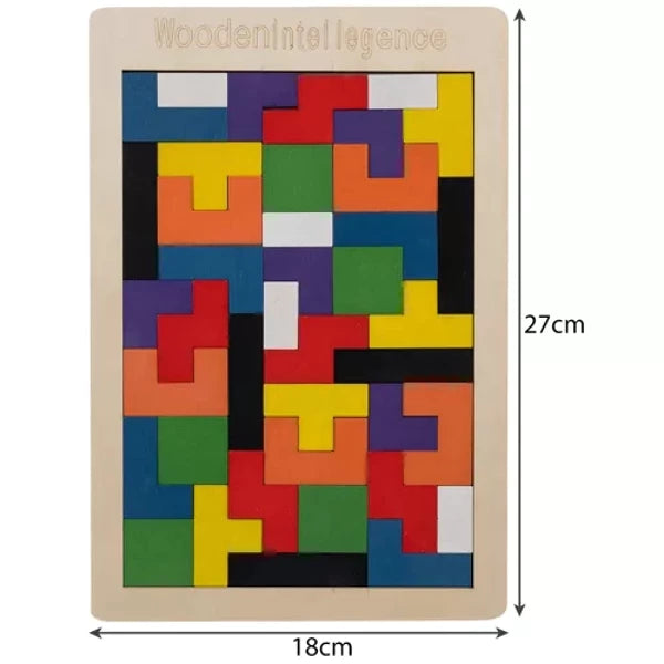 Puzzle tangram en bois avec socle et formes géométriques